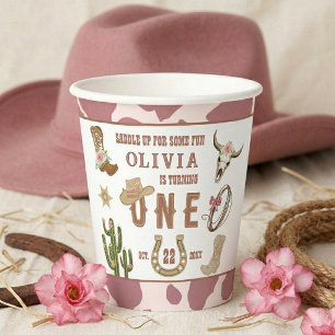 Gobelets En Papier Premier Rodéo Cowgirl Western 1er Anniversaire
