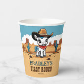 Gobelets En Papier Premier Rodeo mignon cowboy cheval d'anniversaire (Recto)