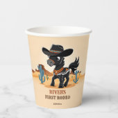 Gobelets En Papier Premier Rodeo mignon cowboy cheval d'anniversaire (Recto)
