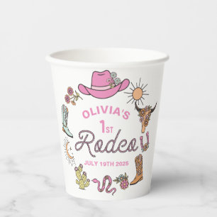 Gobelets En Papier Premier Rodéo Rose Western Cowboy 1er Anniversaire