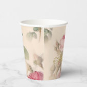 Gobelets En Papier Premier Rose couleur or personnalisé de la Communi (Droite)