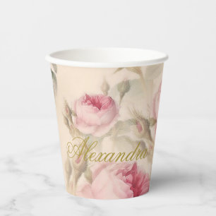 Gobelets En Papier Premier Rose couleur or personnalisé de la Communi