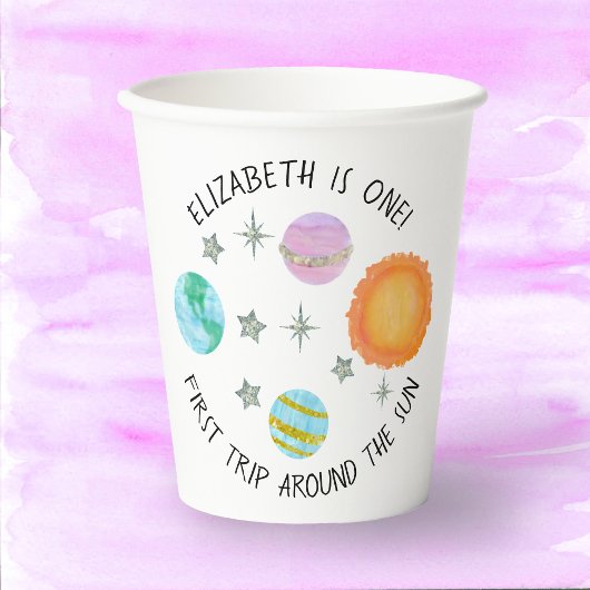 Gobelets En Papier Premier voyage autour de l'Anniversaire de la Sun 