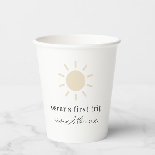 Gobelets En Papier Premier Voyage Autour Du Soleil (Recto)