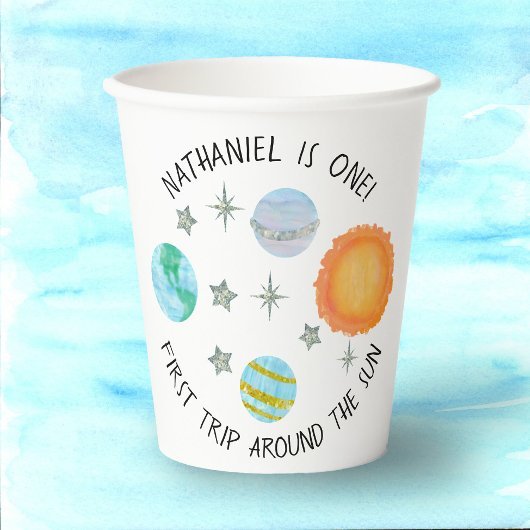Gobelets En Papier Premier Voyage Autour Du Soleil Coupes De Papier A