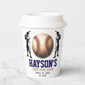 Gobelets En Papier Première année de baseball bas 1ère fête d'anniver (Verso)