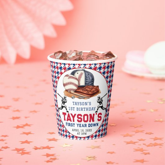 Gobelets En Papier Première année de baseball bas 1ère fête d'anniver (Insitu)