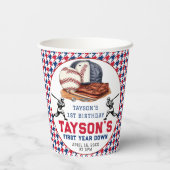 Gobelets En Papier Première année de baseball bas 1ère fête d'anniver (Verso)