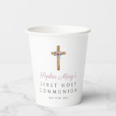 Gobelets En Papier Première communion florale personnalisée (Verso)