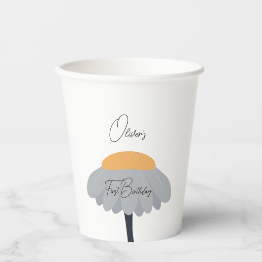 Gobelets En Papier Première fête d'anniversaire Chamomile Fleur migno (Recto)