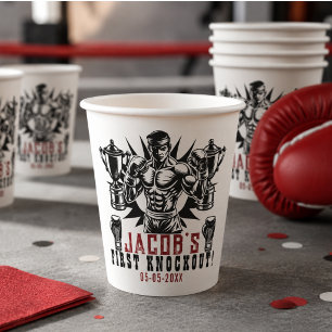 Gobelets En Papier Première Fête d'Anniversaire de Boxe Knockout