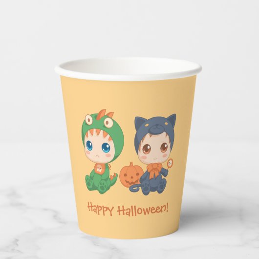 Gobelets En Papier Première Halloween Babies Chat noir Costume Dragon (Recto)