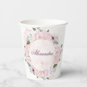 Gobelets En Papier Première Sainte Communion Roses roses roses (Recto)