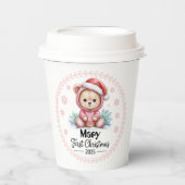 Gobelets En Papier Premières tasses de Noël pour bébé personnalisées (Recto)