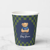 Gobelets En Papier Preppy Bear Checkboard Baby Shower (Verso)