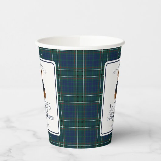 Gobelets En Papier Preppy Bear Tartan Pattern Boy Baby Shower (Gauche)