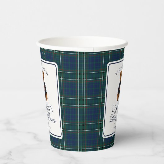 Gobelets En Papier Preppy Bear Tartan Pattern Boy Baby Shower (Droite)