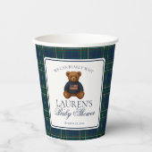 Gobelets En Papier Preppy Bear Tartan Pattern Boy Baby Shower (Recto)
