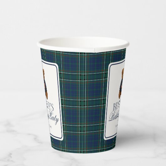 Gobelets En Papier Preppy Bear Tartan Pattern Boy Birthday Party (Droite)