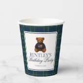 Gobelets En Papier Preppy Bear Tartan Pattern Boy Birthday Party (Recto)