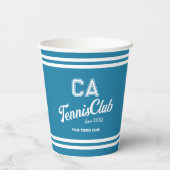 Gobelets En Papier Preppy Blue Tennis Club Custom Crest Party (Verso)