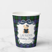 Gobelets En Papier Preppy Coquette Bow Bear Tartan Plaid Birthday (Verso)
