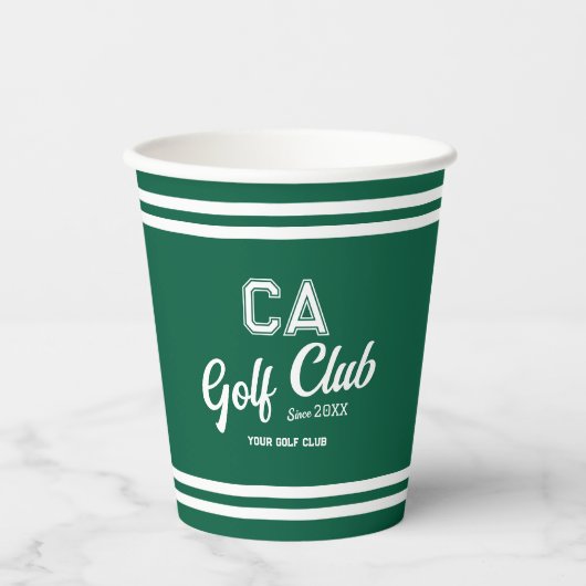 Gobelets En Papier Preppy Green Golf Club Custom Crest Party (Recto)