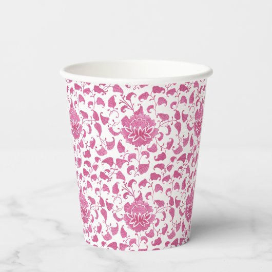 Gobelets En Papier Preppy Pink Chinoiserie Fête des mariées Party (Verso)