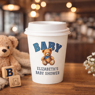 Gobelets En Papier Preppy Varsity Teddy Bear Baby Shower