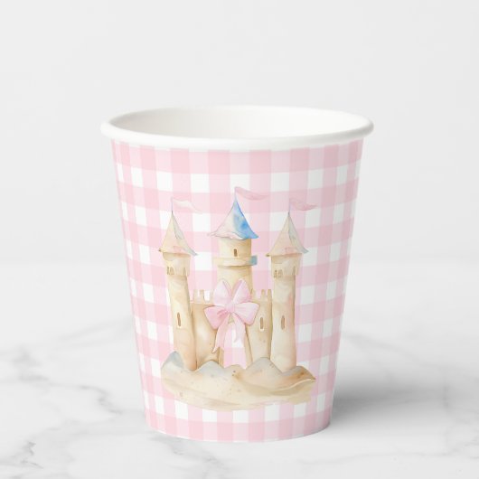 Gobelets En Papier Preppy Watercolor Beach Sand Castle Party (Recto)