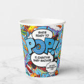Gobelets En Papier Prêt à pop Baby shower Blue Comic Book (Verso)
