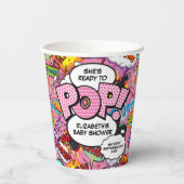 Gobelets En Papier Prêt à pop Baby shower rose Comic Book (Verso)