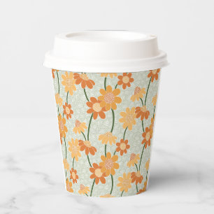 Gobelets En Papier Pretty retro muted 1970 s flowers