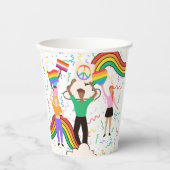 Gobelets En Papier Pride mois LGBT avec thème arc-en-ciel (Recto)