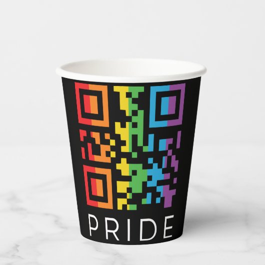 Gobelets En Papier Pride Rainbow QR Code LGBTQIA+ (Recto)