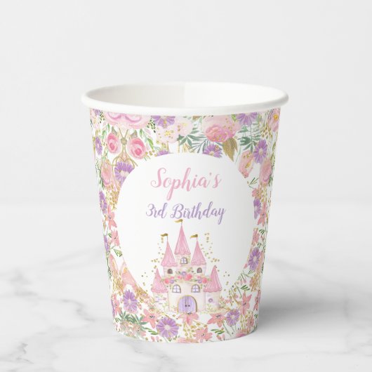 Gobelets En Papier Princess Floral Castle (Gauche)