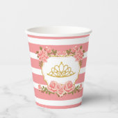 Gobelets En Papier Princess Theme, Couronne Parties scintillant or et (Recto)