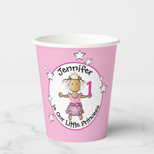 Gobelets En Papier Princesse Cartoon 1er anniversaire Ethnic Little G (Recto)