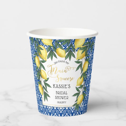 Gobelets En Papier Principale Fête des mariées tropicale citrons de t (Recto)