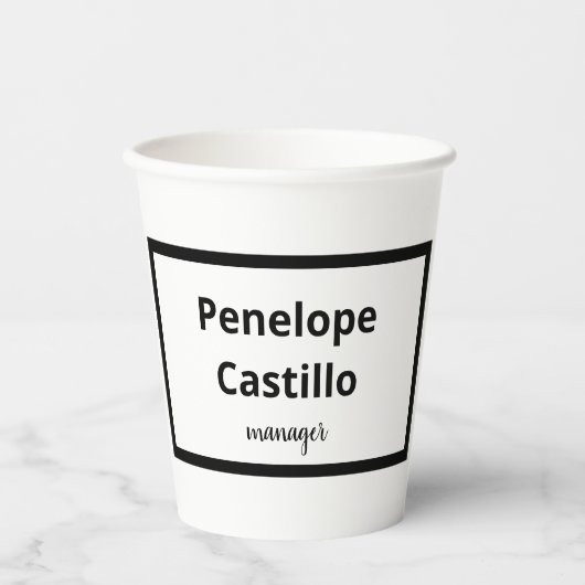 Gobelets En Papier Professionnel Moderne Simple Design Noir & Blanc (Recto)
