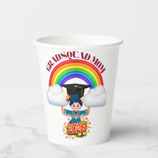 Gobelets En Papier Proud Mom Grad Squad 2026 (Recto)
