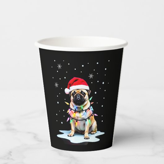 Gobelets En Papier Pug Dog Christmas Men Women (3) (Recto)