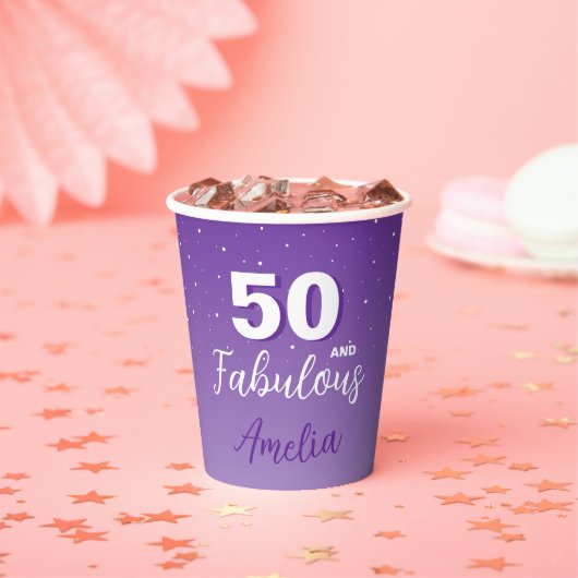 Gobelets En Papier Purple 50 et Fabulous 50th Birthday Party (Insitu)