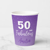 Gobelets En Papier Purple 50 et Fabulous 50th Birthday Party (Recto)
