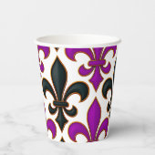 Gobelets En Papier Purple Black Baroque Fleur-de-lis Pattern Design (Verso)
