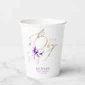 Gobelets En Papier Purple Bow It's A Boy Baby Shower (Verso)