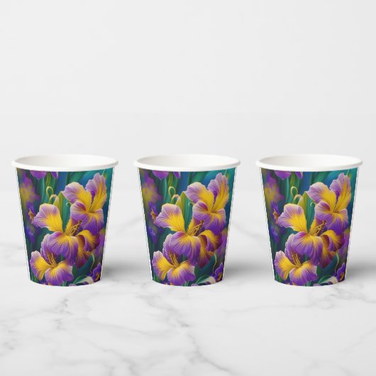 Gobelets En Papier Purple et Gold Irises Art tasse papier (Multi)