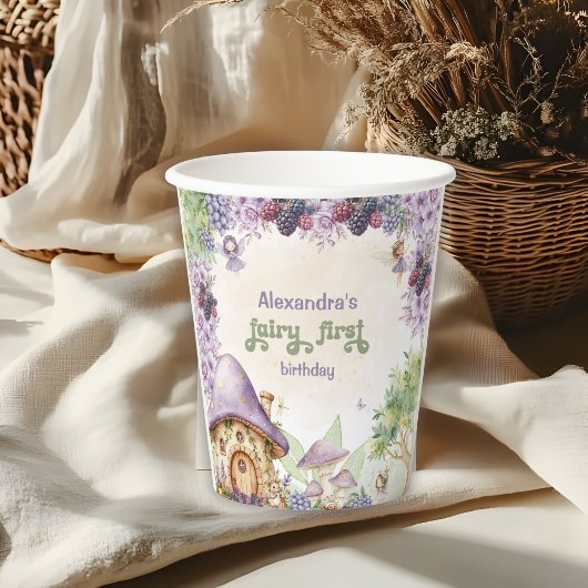 Gobelets En Papier Purple Fairy First Berry First Birday