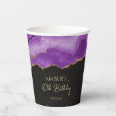 Gobelets En Papier Purple Gold Glitter Watercolor Marble (Recto)