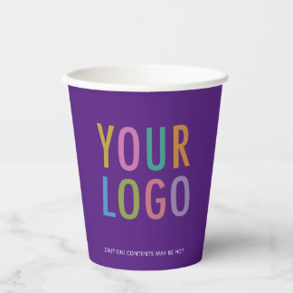 Gobelets En Papier Purple Paper Cups Custom Company Logo Branded 8 oz